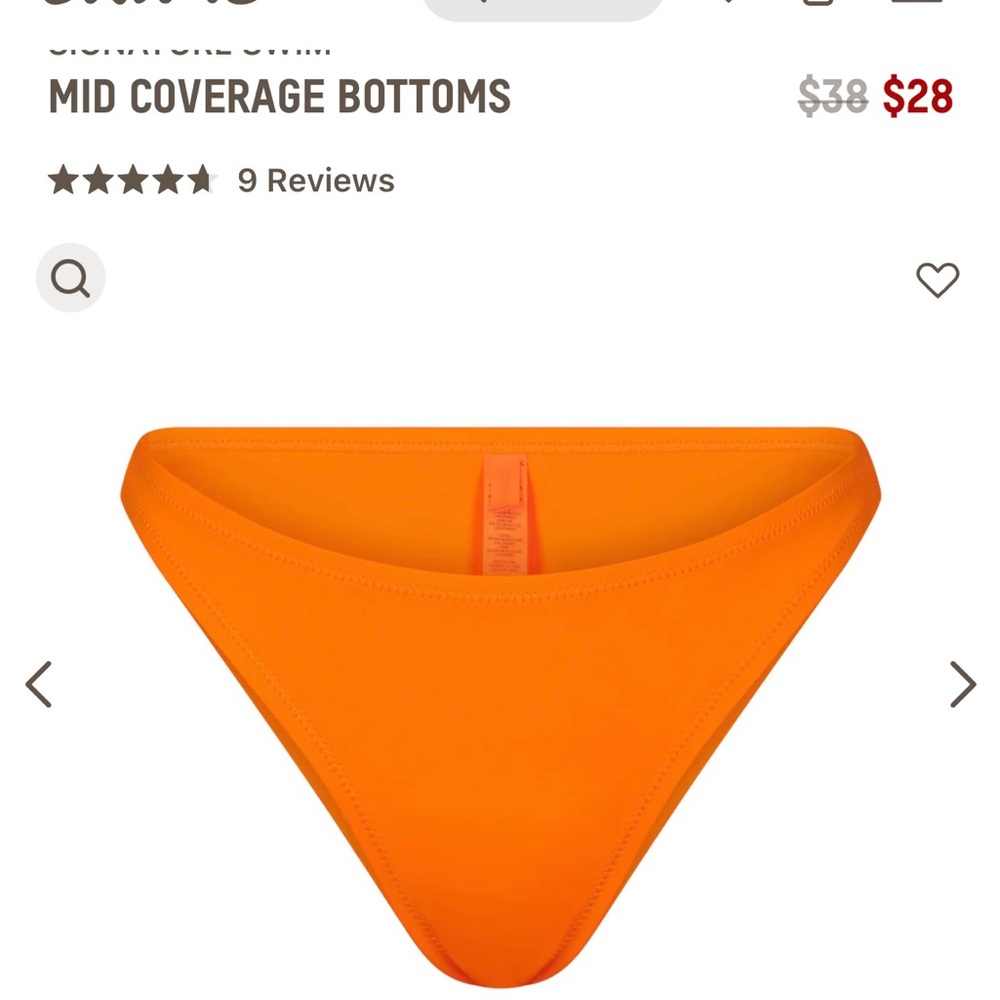 SKIMS Orange Mid Coverage Bottoms. Medium. NWT